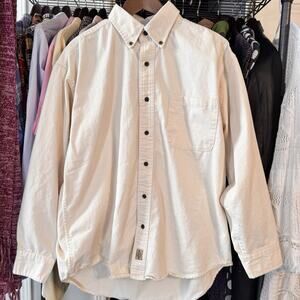 Men' Work Shirt Large WEARGUARD White Heavy-Duty Cotton Long Sleeve Button Down